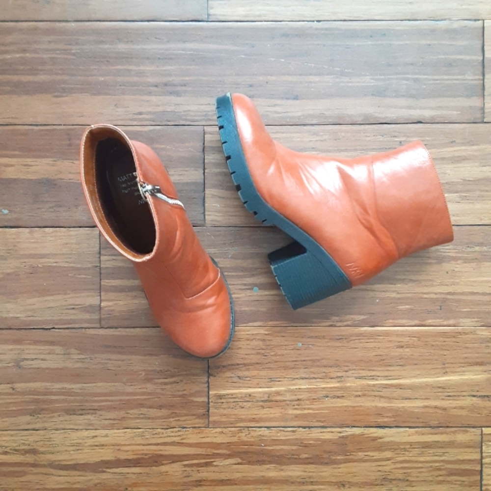 Matt & Nat Heeled Cognac Boots - Vegan Leather